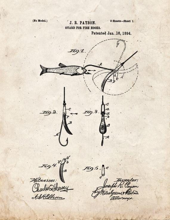 Guard For Fish Hooks Patent Print