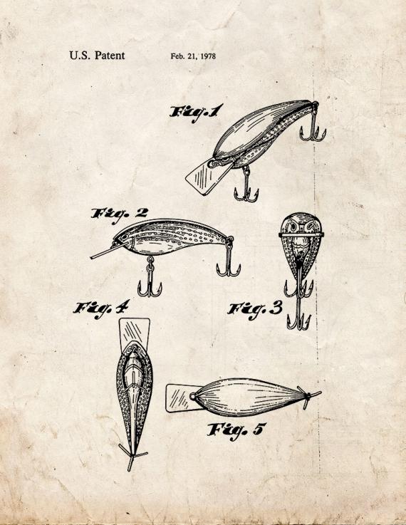 Crank Bait Fishing Lure Patent Print