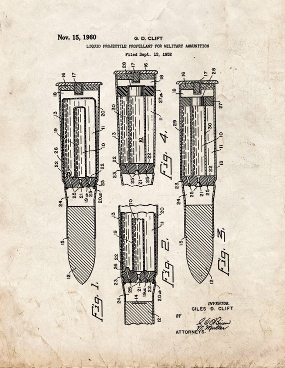 Liquid Projectile Propellant for Military Ammunition Patent Print