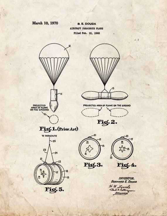 Aircraft Parachute Flare Patent Print