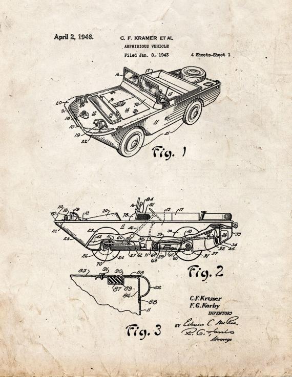 Amphibious Vehicle Patent Print