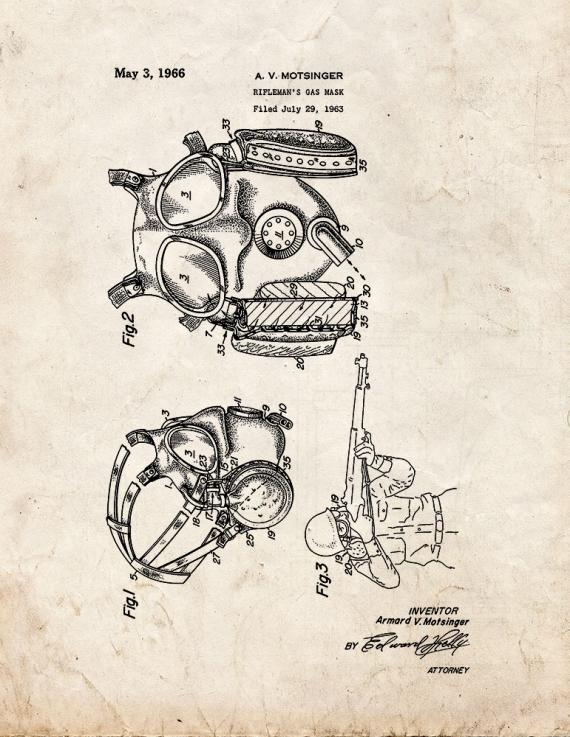 Rifleman's Gas Mask Patent Print