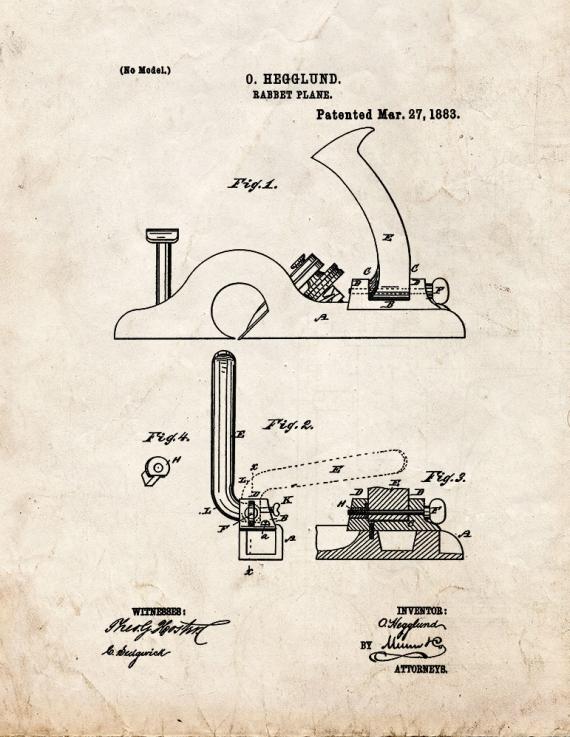 Rabbet Plane Patent Print