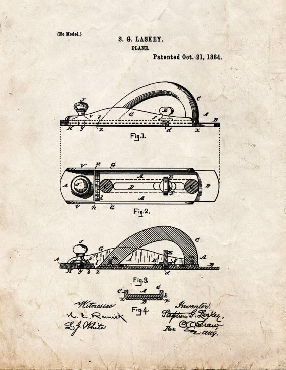 Wood Plane Patent Print