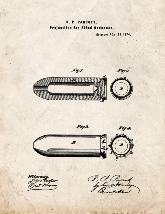 Projectiles For Rifled Ordnance Patent Print
