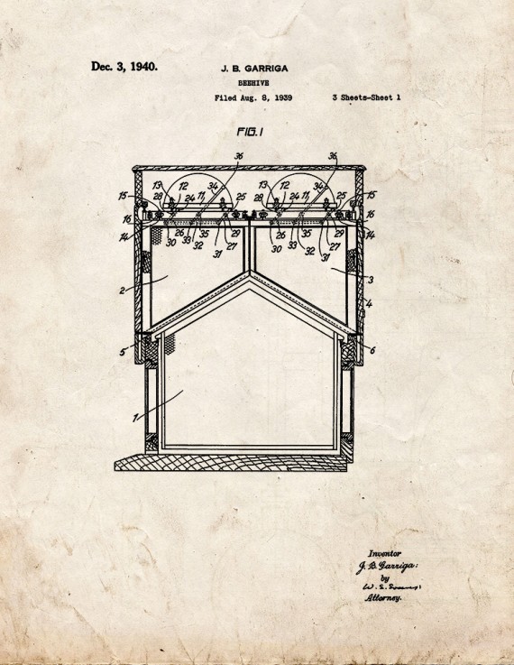 Beehive Patent Print