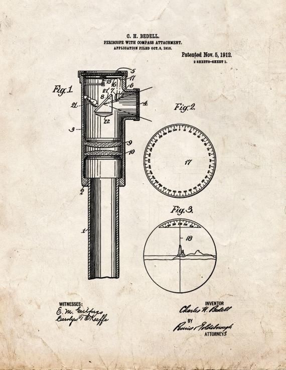 Periscope With Compass Attachment Patent Print
