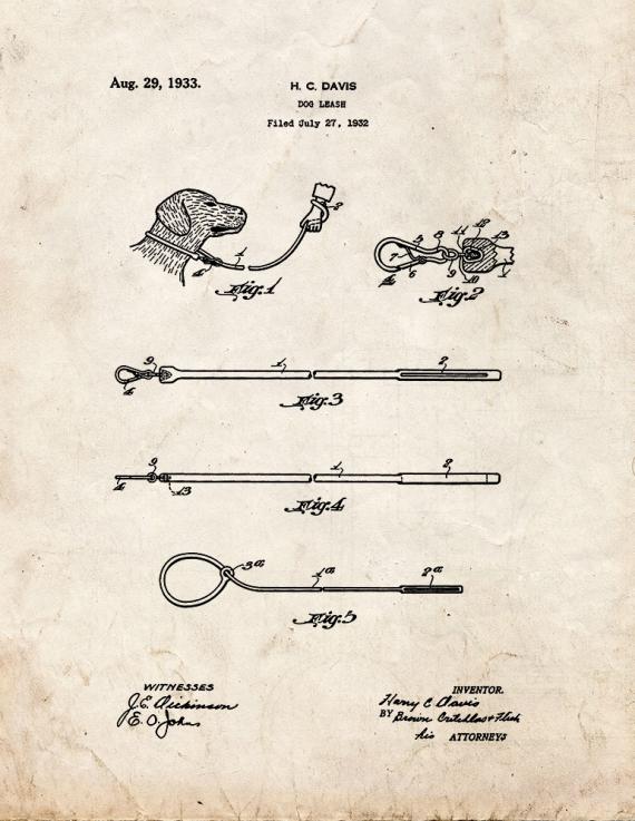 Dog Leash Patent Print