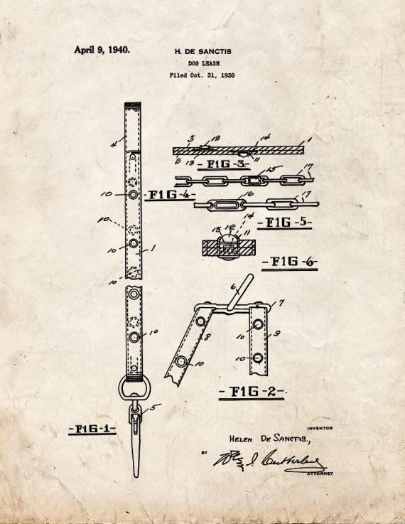 Dog Leash Patent Print