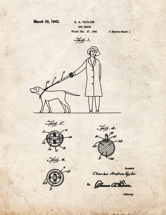 Dog Leash Patent Print