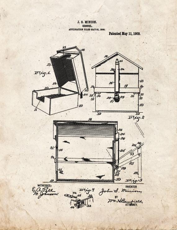 Animal Kennel Patent Print