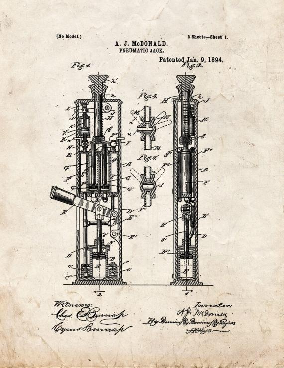 Pneumatic Jack Patent Print