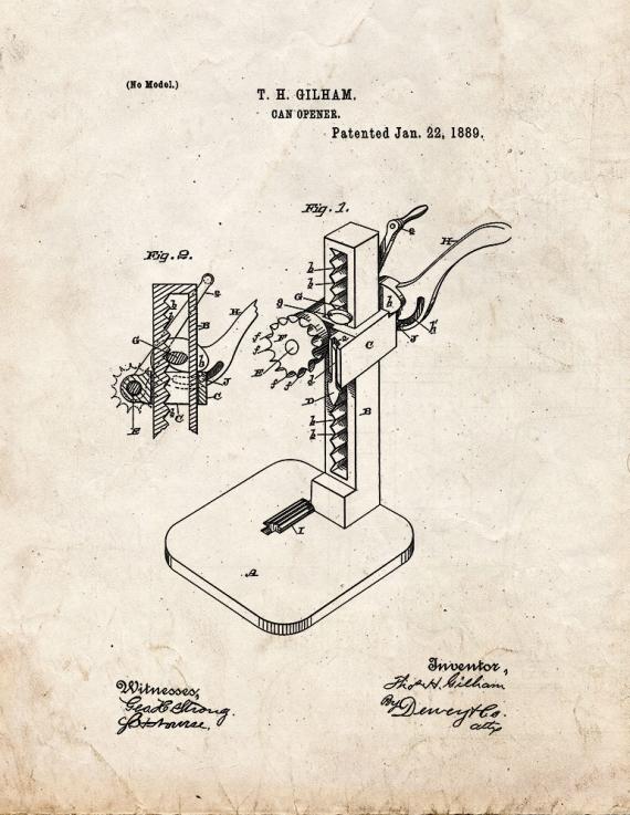 Can Opener Patent Print