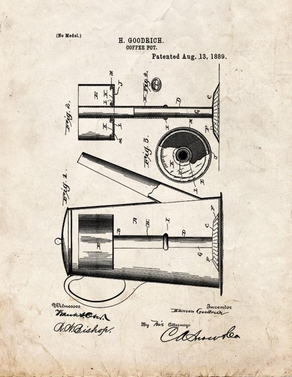 Coffee Pot Patent Print