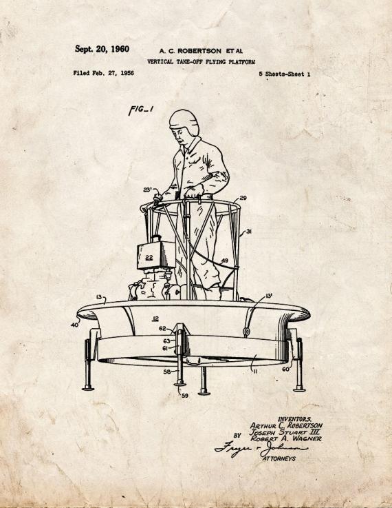 Vertical Take-off Flying Platform Patent Print