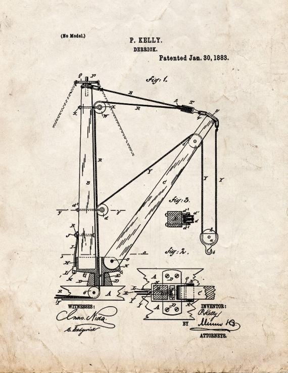 Derrick Patent Print