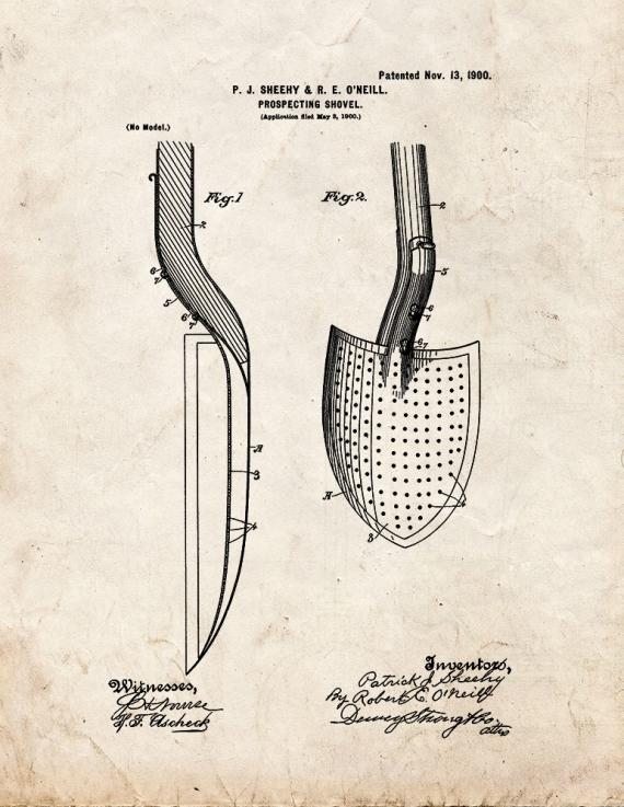 Prospecting-shovel Patent Print