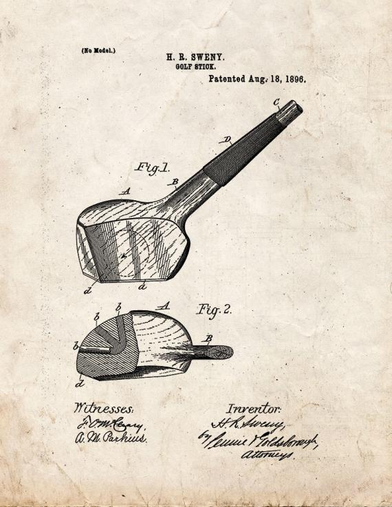 Golf Stick Patent Print