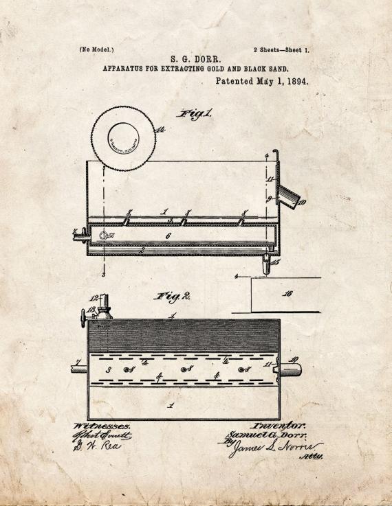 Apparatus For Extracting Gold And Black Sand Patent Print