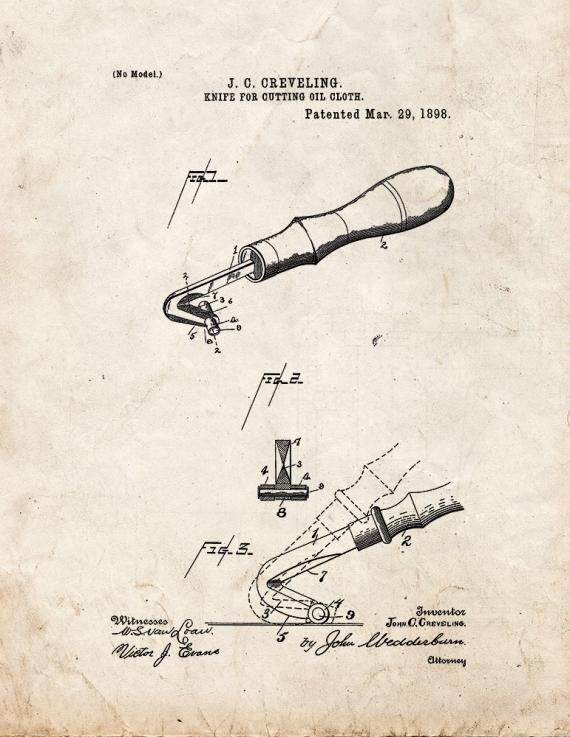 Knife For Cutting Oil Cloth Patent Print