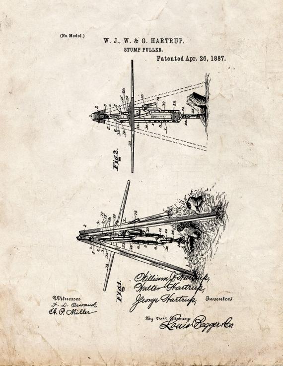 Stump Puller Patent Print