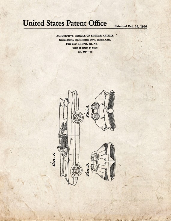 Batmobile Patent Print
