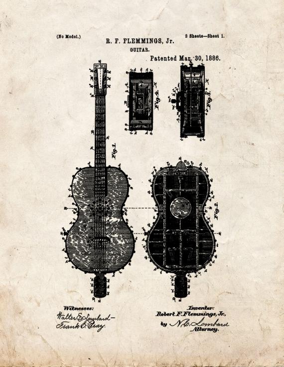 Guitar Patent Print