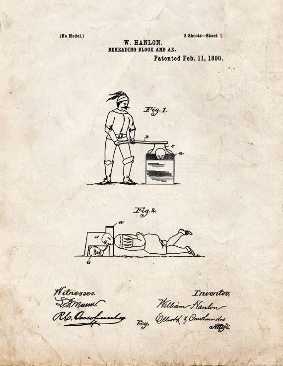 Beheading Block And Ax Patent Print