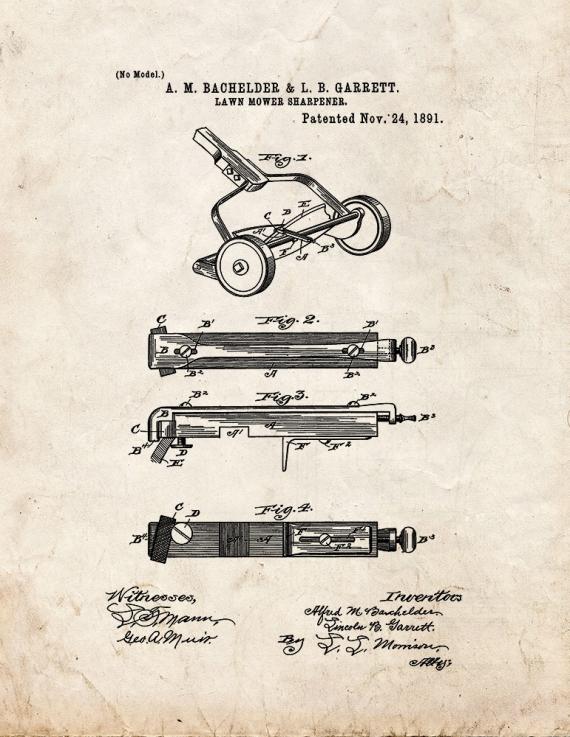 Lawn Mower Sharpener Patent Print