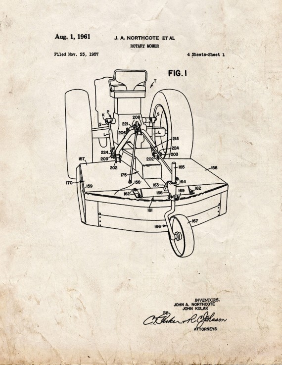 Rotary Mower Patent Print