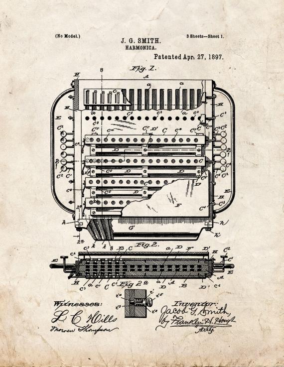 Harmonica Patent Print