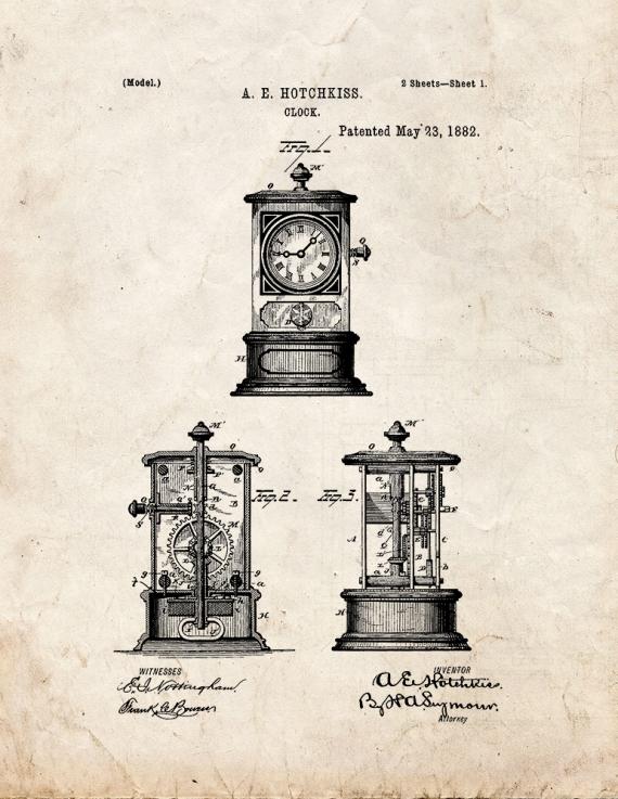 Clock Patent Print