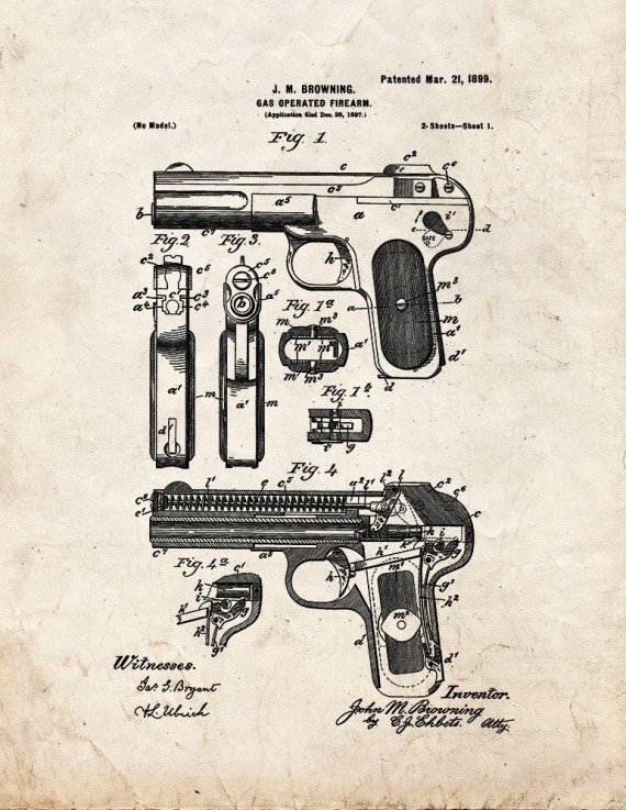 Gas Operated Firearm Patent Print