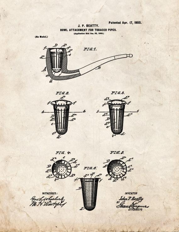 Tobacco Pipe Patent Print