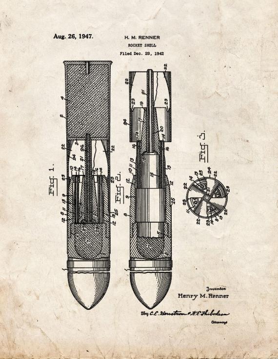 Rocket Shell Patent Print