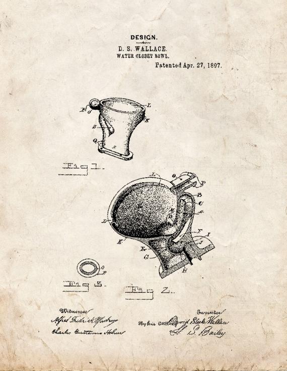 Toilet Bowl Patent Print