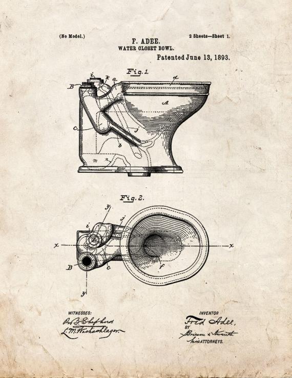 Toilet Patent Print