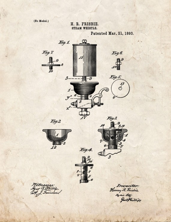 Steam Whistle Patent Print