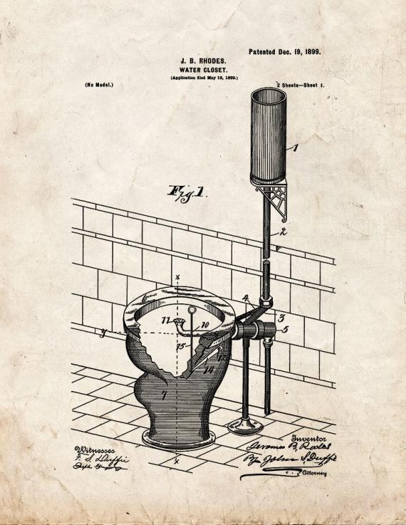 Toilet Patent Print