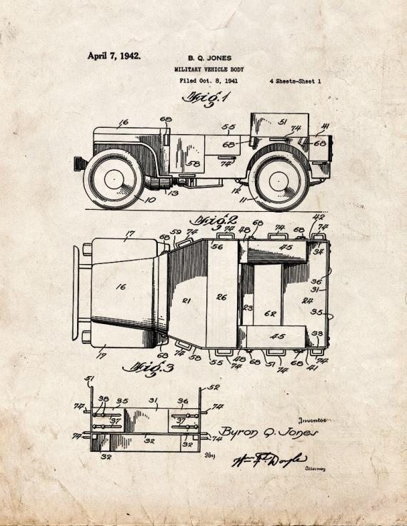 Military Vehicle Body Patent Print