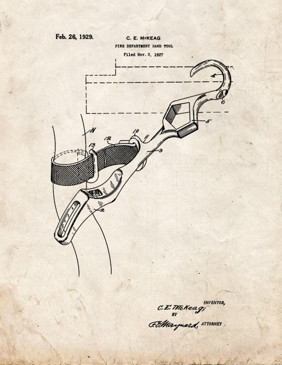 Fire-department Hand Tool Patent Print