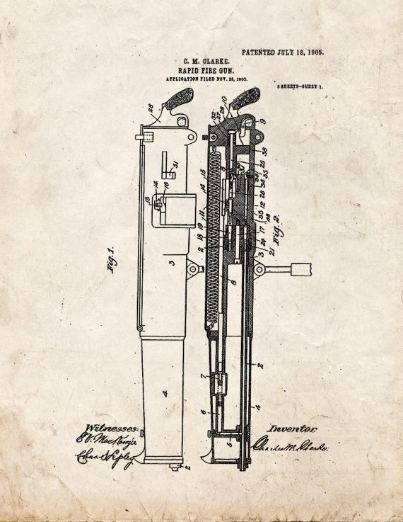 Rapid-fire Gun Patent Print