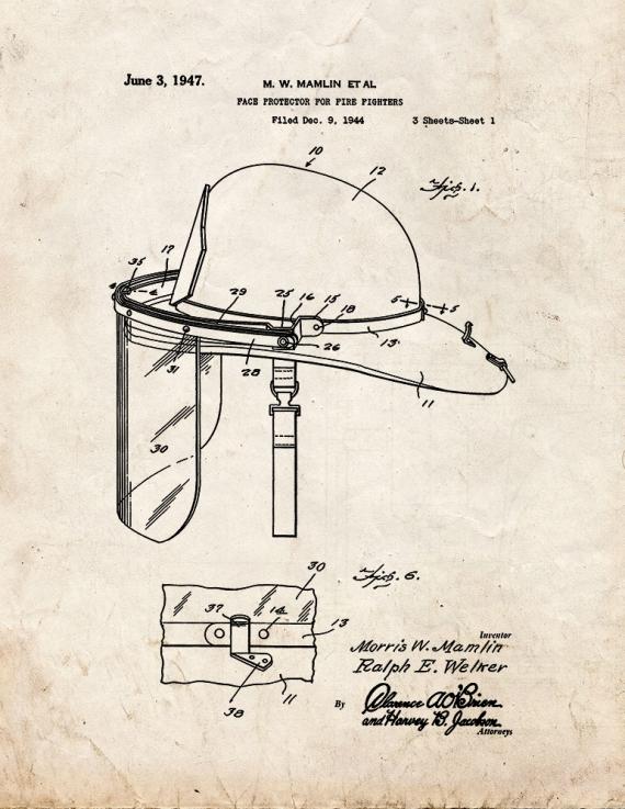 Face Protector for Fire Fighters Patent Print