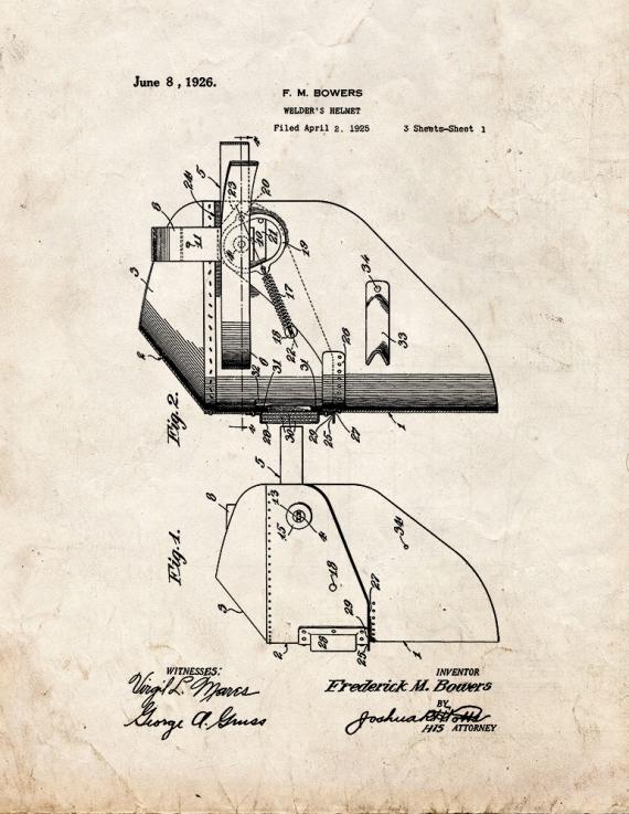 Welder's Helmet Patent Print