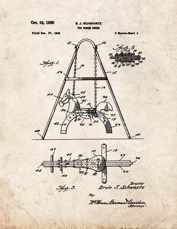 Toy Horse Swing Patent Print