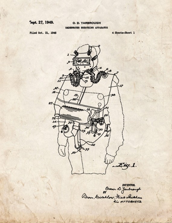 Underwater Breathing Apparatus Patent Print