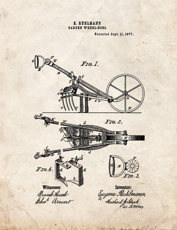 Garden Wheel-Hoes Patent Print