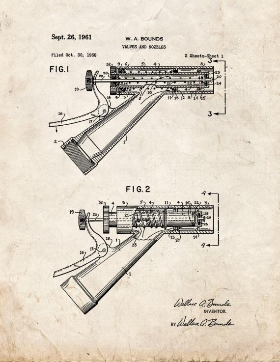 Garden Hose Nozzle Patent Print