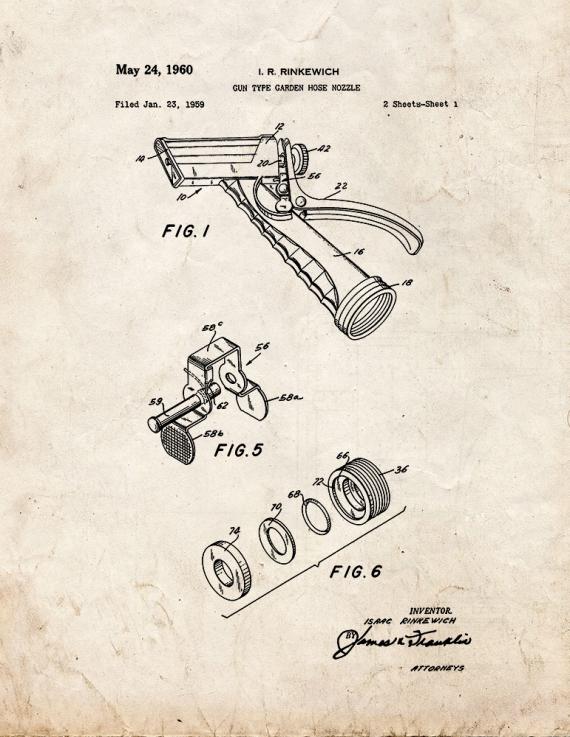 Garden Hose Nozzle Patent Print