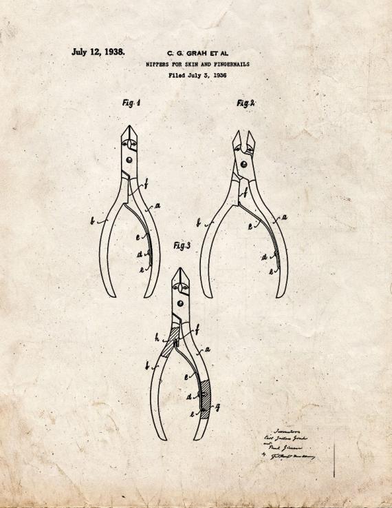 Nippers for Skin and Fingernails Patent Print